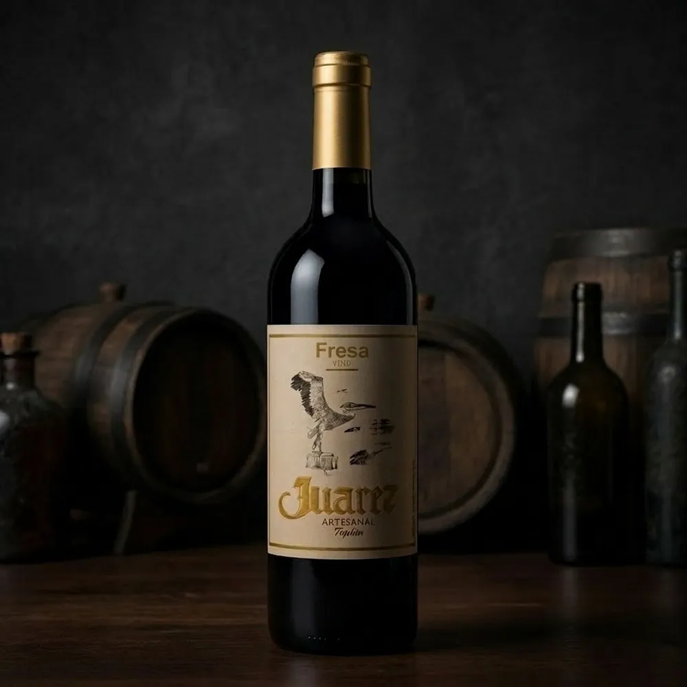 Botella de Vino de Fresa Juarez